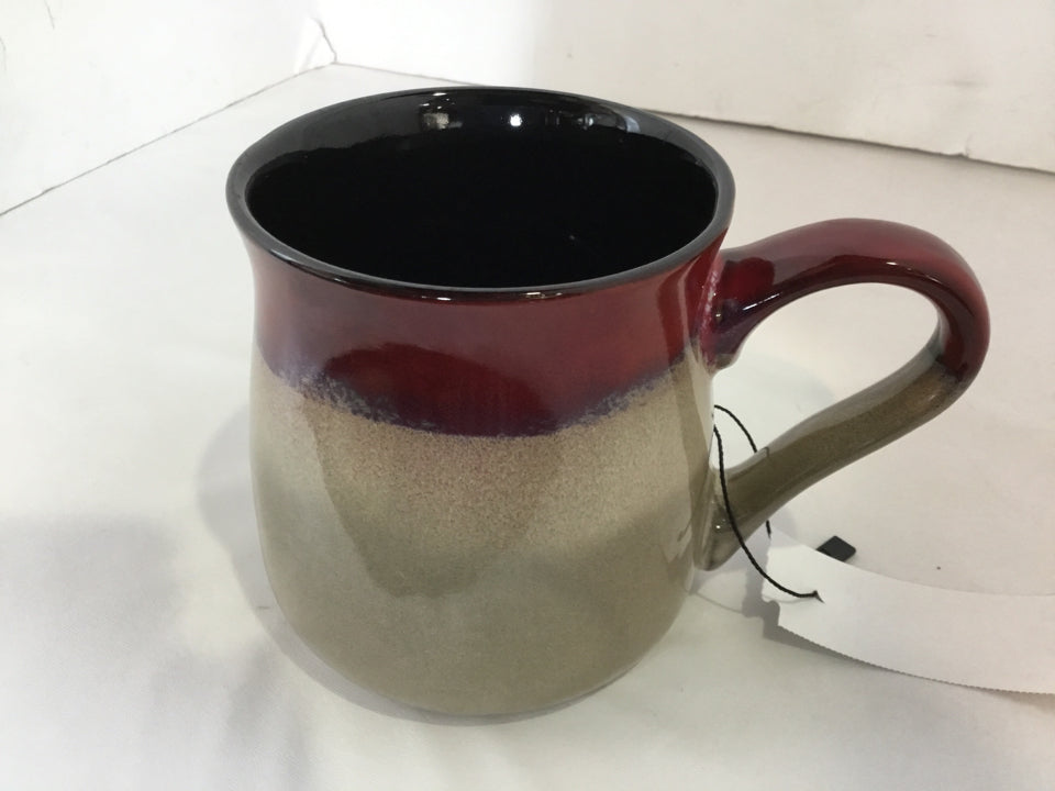 Tan/Red Ceramic Mug