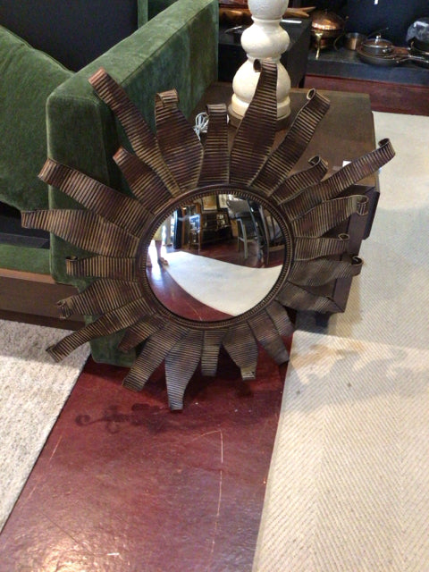 Brown Metal Sunburst Mirror