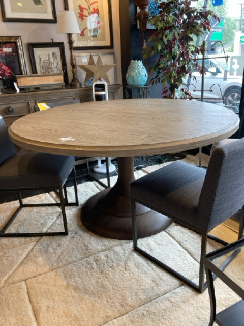 Pedestal Wood 60" Greige Table