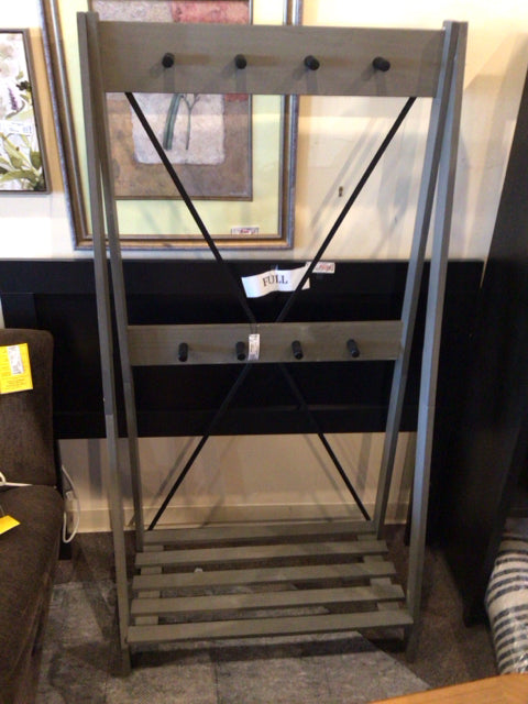 Gray/Black Wood/Metal Coat Rack