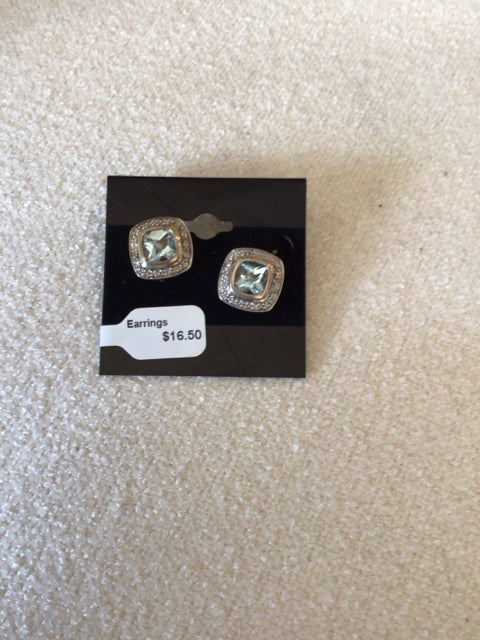 Blue Rhinestone Earrings