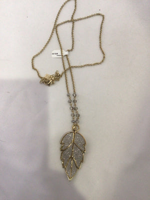 Gold/white Leaf Pave Necklace