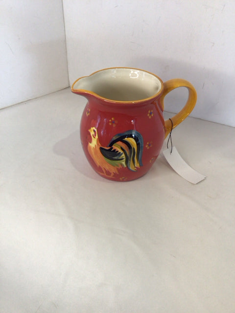 Red/Multi Ceramic Rooster Pitcher