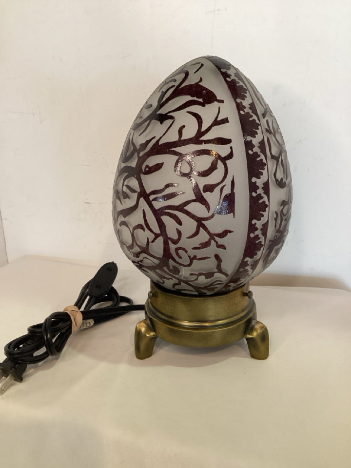 Purple Frosted Glass Egg Lamp
