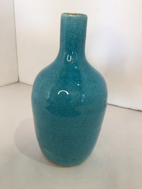 Blue Ceramic Crackle Bottle