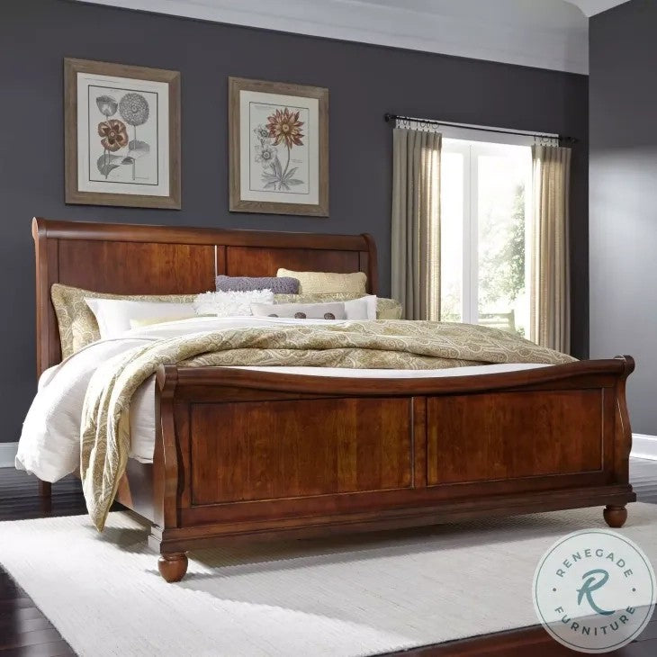 King Briarwood Living Sleigh Cherry Bed