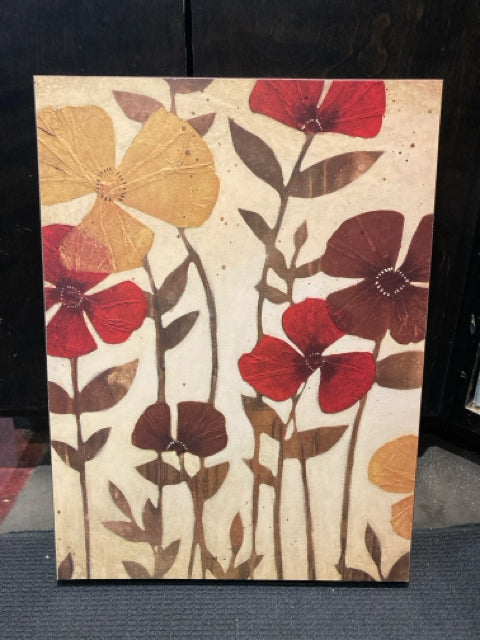 Floral Tan/Red Wall Decoration Art