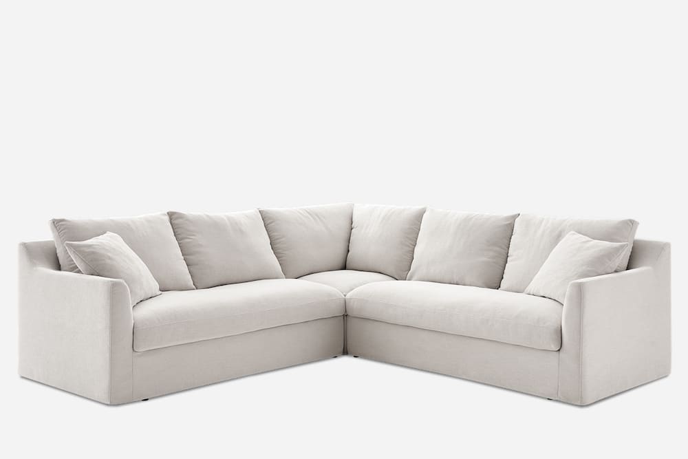 Castlery Storage Linen Slipcover Cream Sectional Sofa CDP89YTW