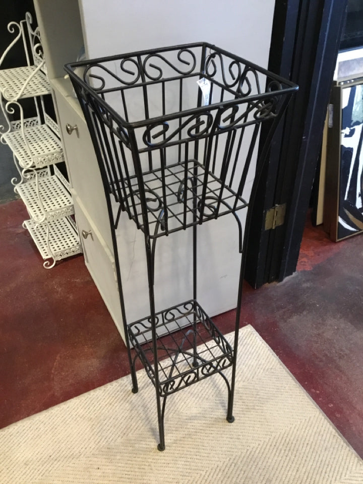Black Wrought Iron Tiered Plant Stand