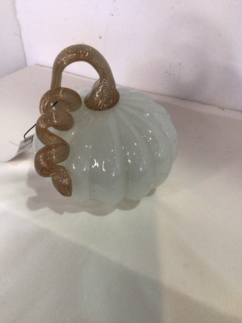 Fall White/Gold Glass Pumpkin Holiday Item