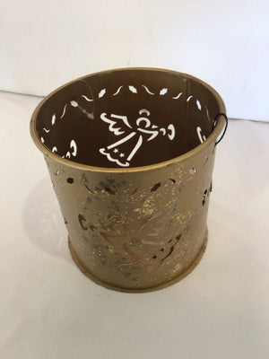 Christmas Gold Metal Candle Holder Angel Holiday Item