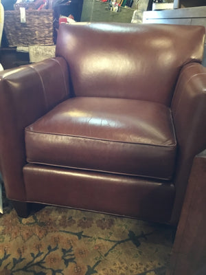 Crate & Barrel Leather Arm Brown Chair