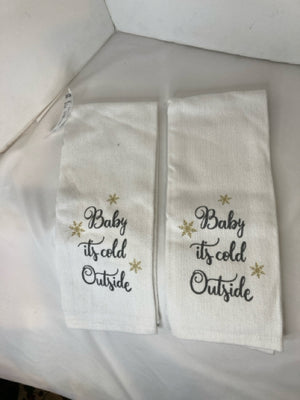 Pair White Cotton Christmas Holiday Item
