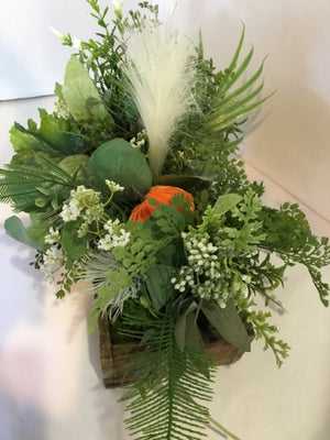 Rustic Green/Brown Plastic Wood Faux Plant
