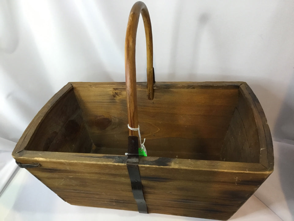 Brown Wood Handled Basket