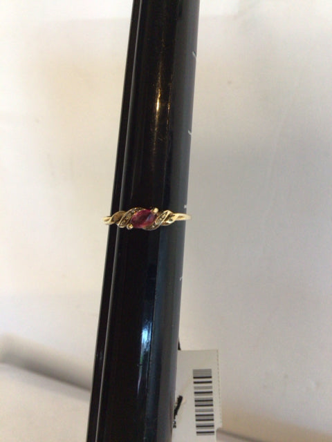 14k Gold Yellow Diamond Ruby Ring