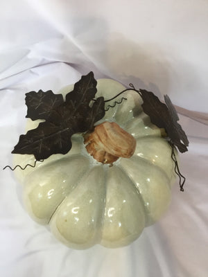 Bronze/Cream Ceramic/Metal Pumpkin Holiday Item