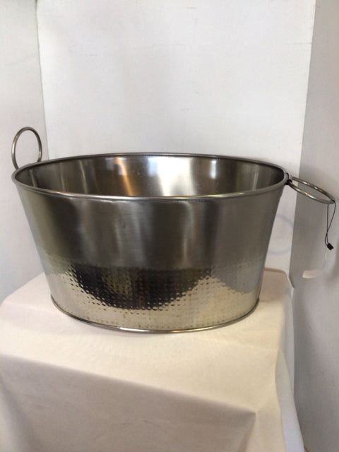 Silver Metal Oval Bucket