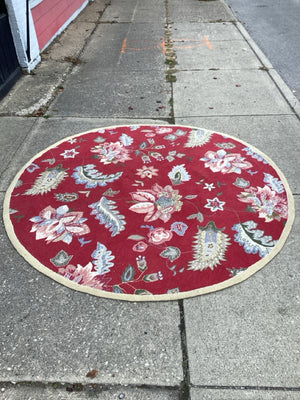 Safavieh Round Wool Floral Red/Multi Rug