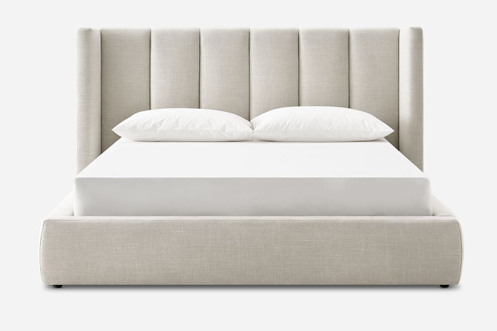King Castlery Tufted Linen Tan Bed 4W39REP3