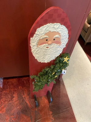 Christmas Red/Green Wood Santa Light up Holiday Item