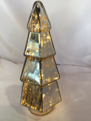 Battery Operated Silver Mercury Glass Christmas Tree Holiday Item