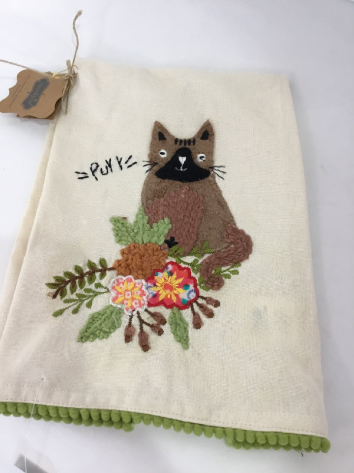 Mudpie Cream Cat Towel