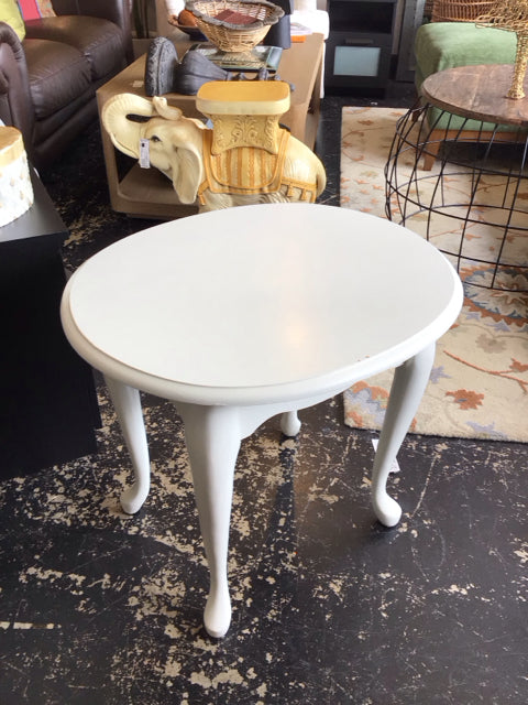 Side Wood Oval White Table