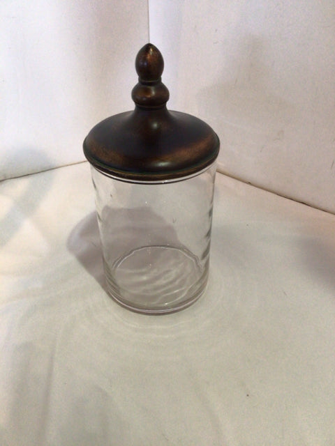 Clear/Bronze Glass Lidded Jar