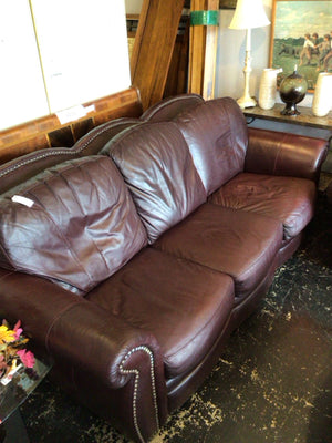 Sofa Express NailHead Leather Cordovan Sofa/Couch