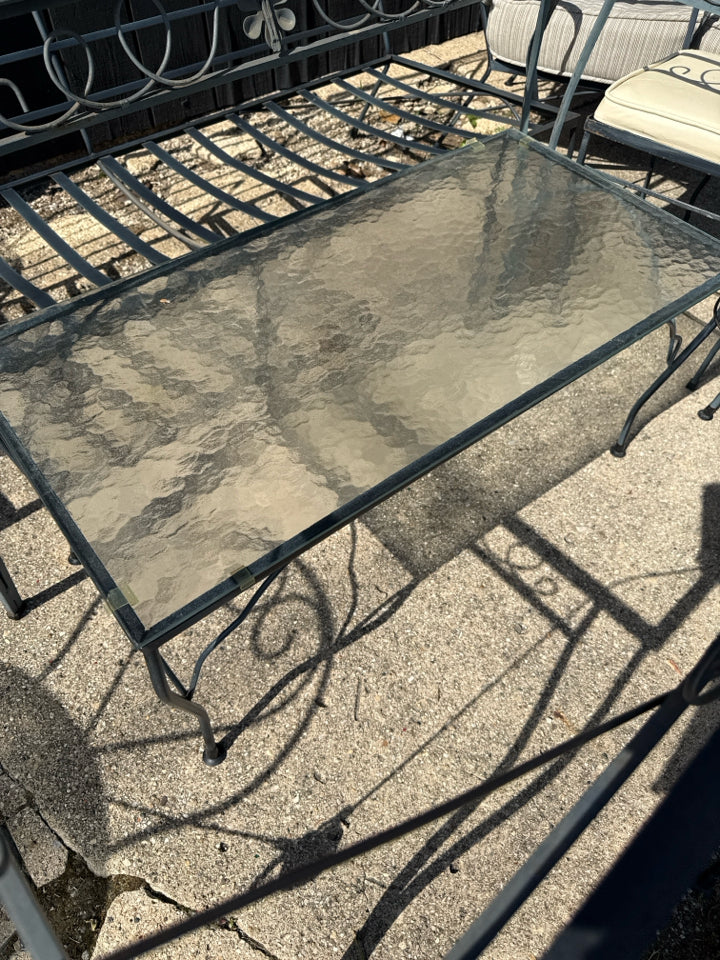 Glass Top Wrought Iron Coffee Black Table