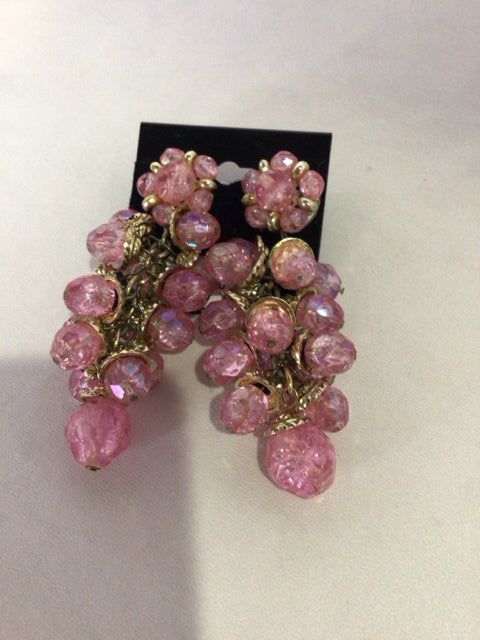 Plastic Pink Beaded Earrings