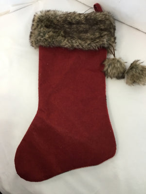 Christmas Red/Brown Polyester Stocking Checkered Holiday Item