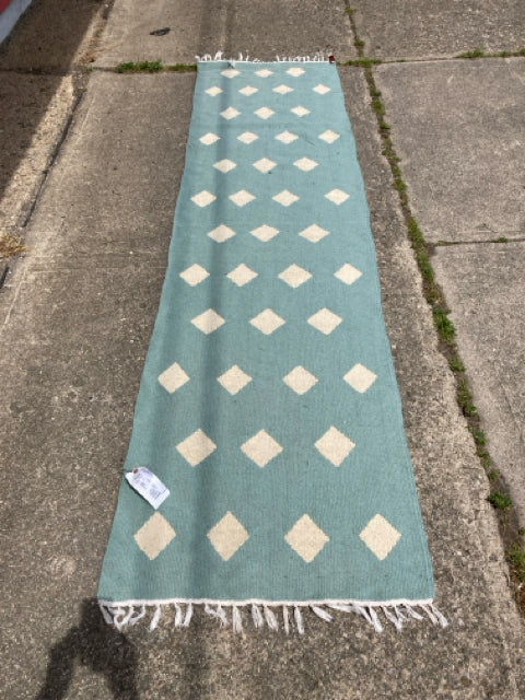 Runner Wood Diamond Green/Cream Rug