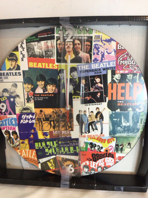 Beatles In Box Black/Mix Collage Clock