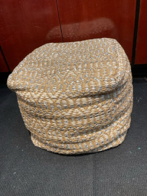 West Elm Cube Jute Poof Natural/Silver Ottoman