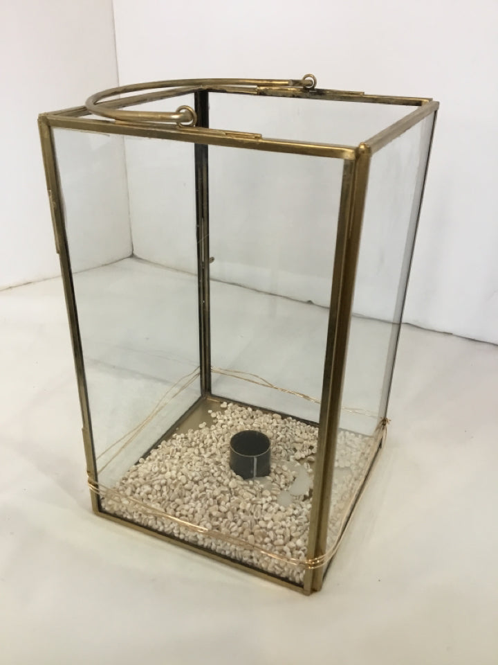 Lantern Gold Glass Candle Holder