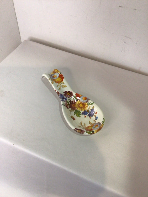 MacKenzie Childs Cream/Multi Metal Spoon Rest