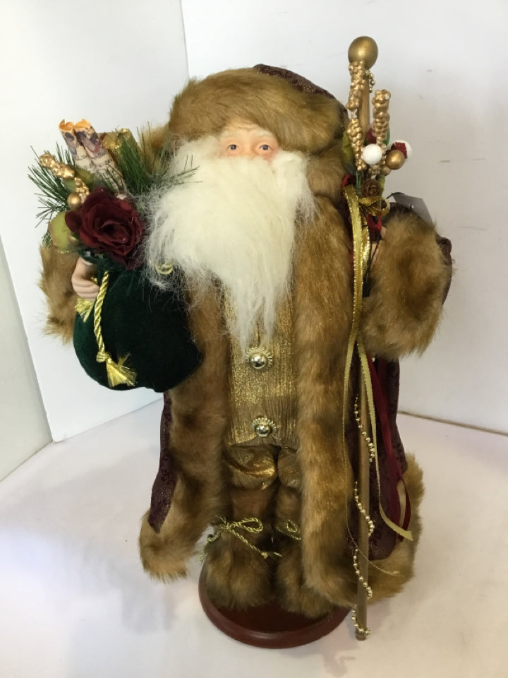 Christmas Brown/Red Faux Fur Santa Figure Holiday Item