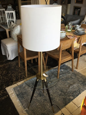 Glass/Metal w/lamp Gold Table