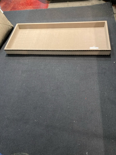 NailHead Beige Wood Upholstery Tray