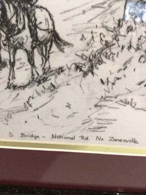 Signed Black/White Country Side Framed Art