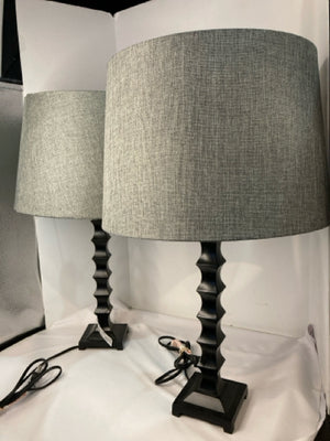 Pair Black/Gray Lamp Set