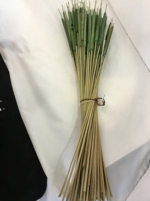 Green Wood Cattails Bunch Faux Plant
