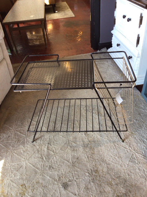 Vintage Magazine Rack Metal Black Table