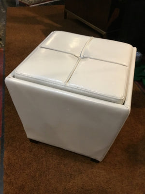 Nesting Vinyl AS IS Set of 2 White Ottoman