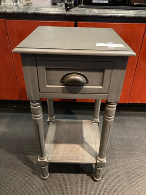 End Wood Drawer Night Stand Gray Table