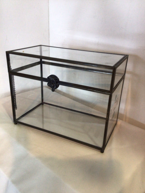 Glass/Metal Lidded Clear/Black Box
