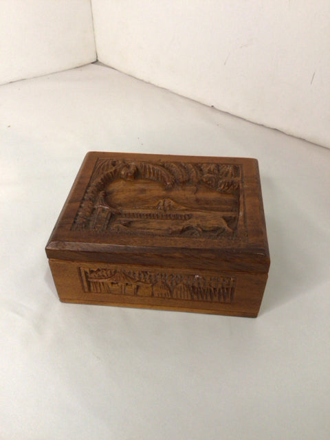 Vintage Brown Carved Humidor