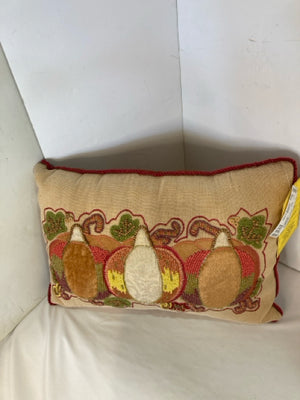 Fall Multi-Color Cotton Beaded Pumpkin Pillow